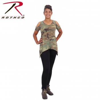 Rothco Womens Camo Cold Shoulder Top 