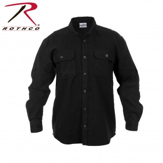 4637-XL Long Sleeve Flannel Shirt Extra Heavyweight Solid Color Rothco [Black,X-Large]
