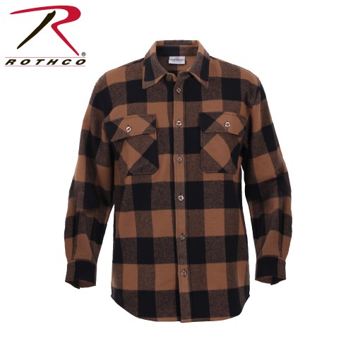 4667-M Extra Heavyweight Brawny Buffalo Plaid Long Sleeve Flannel Shirt Rothco 4739[Brown,Medium] 