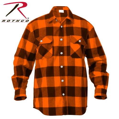 4672-S Extra Heavyweight Brawny Buffalo Plaid Long Sleeve Flannel Shirt Rothco 4739[Orange,Small] 