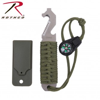 4684 Rothco Olive Drab Paracord Survival Stainless Steel Pry Tool 