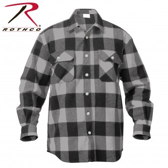 4691-3X Extra Heavyweight Brawny Buffalo Plaid Long Sleeve Flannel Shirt Rothco 4739[Grey,3X-Large] 