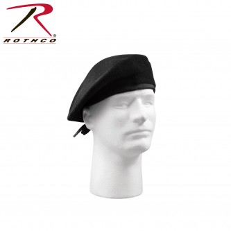Rothco 4718-7 3/4  Black Military Wool Beret No Eyelets[7 3/4]