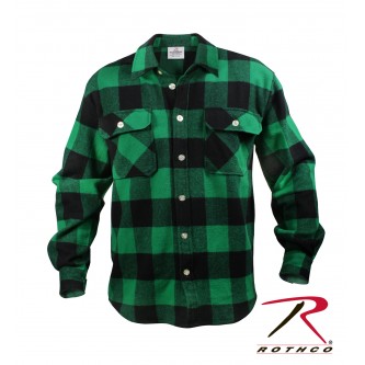 Rothco Extra Heavyweight Brawny Buffalo Plaid Long Sleeve Flannel Shirt[Green,3X-Large] 4740-GREEN-