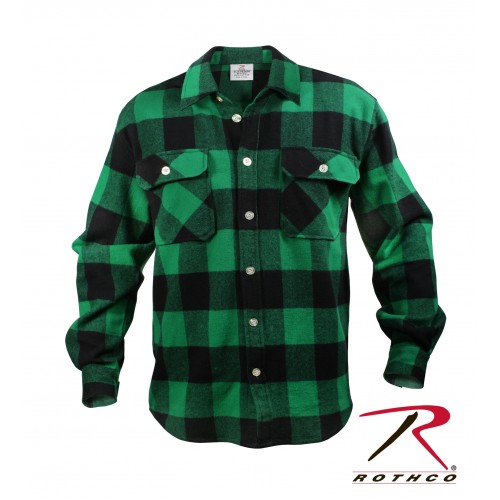 4740-GREEN-2X Rothco Extra Heavyweight Brawny Buffalo Plaid Long Sleeve Flannel Shirt[Green,2X-Large
