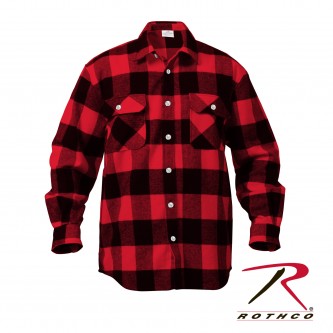 4740-Red-2X Extra Heavyweight Brawny Buffalo Plaid Long Sleeve Flannel Shirt Rothco 4739[Red,2X-Larg