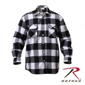 4739-White-XL Extra Heavyweight Brawny Buffalo Plaid Long Sleeve Flannel Shirt Rothco 4739[White,X-L
