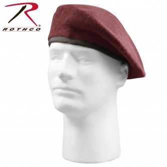 4929-7.75 Military US Army Pre-Shaved Inspection Ready No Flash Wool Beret 4949 Rothco[Maroon,7 3/4]