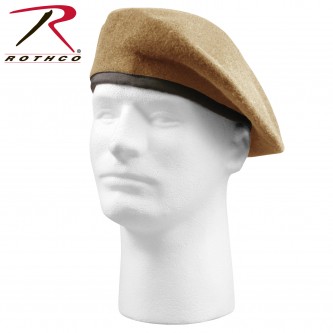 4939-7.5 Military US Army Pre-Shaved Inspection Ready No Flash Wool Beret 4949 Rothco[Tan,7 1/2] 