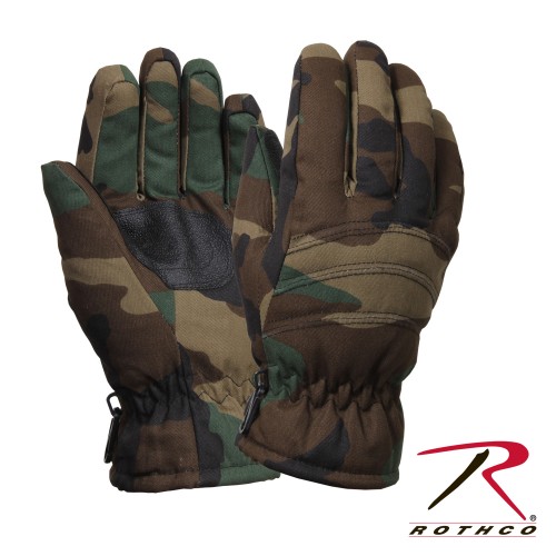 4944 Rothco Woodland Camo Size Medium Insulated Cold Weather Hunting Gloves