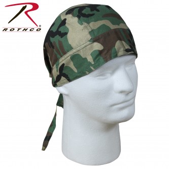 5130 Rothco Cotton Military Biker Headwrap Camo Do-Rag Bandanna[Woodland Camo]
