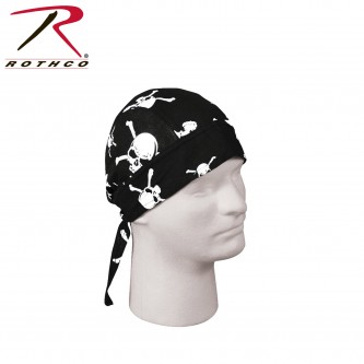 5134 Rothco Cotton Biker Headwrap Military Patterns Do-Rag Bandanna[Skull & Crossbones] 