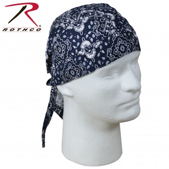 5135 Rothco Cotton Biker Headwrap Military Patterns Do-Rag Bandanna[Navy Blue Paisley] 