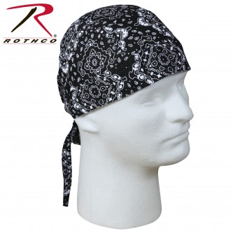 5186 Rothco Cotton Biker Headwrap Military Patterns Do-Rag Bandanna[Black Paisley] 