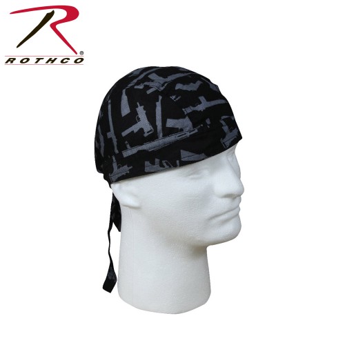 5197-od Rothco Cotton Biker Headwrap Military Patterns Do-Rag Bandanna[Olive Drab/Black Guns] 