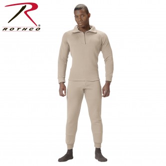5226-2X Rothco Extreme Cold Weather Polyester Long John Underwear With Zip Collar[Desert Sand Bottom