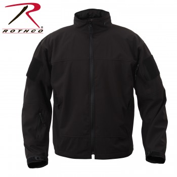 5262 Rothco Black Lightweight Covert Ops Soft Shell Waterproof Jacket Size Large
