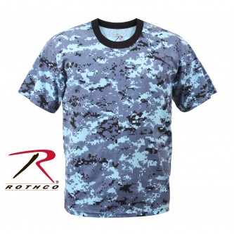 5265-L Rothco Military Camouflage KIDS Short Sleeve Camo T-Shirt[L,Sky Blue Digital] 