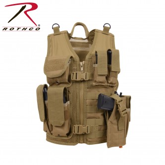 5293 Rothco KIDS Cross Draw Military Tactical Camo Vest[Coyote Brown] 