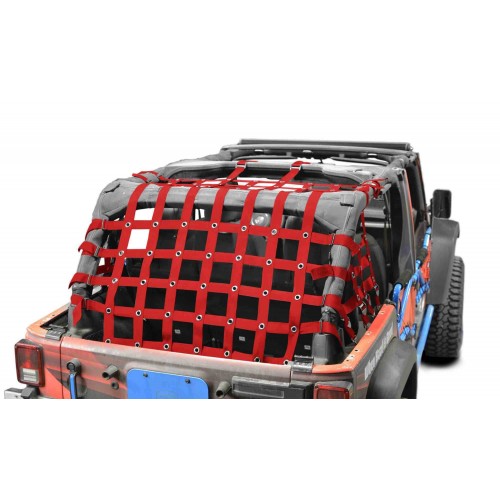 Cargo Net, Jeep JKU, 4 Door Kit, 2 inch webbing, Red