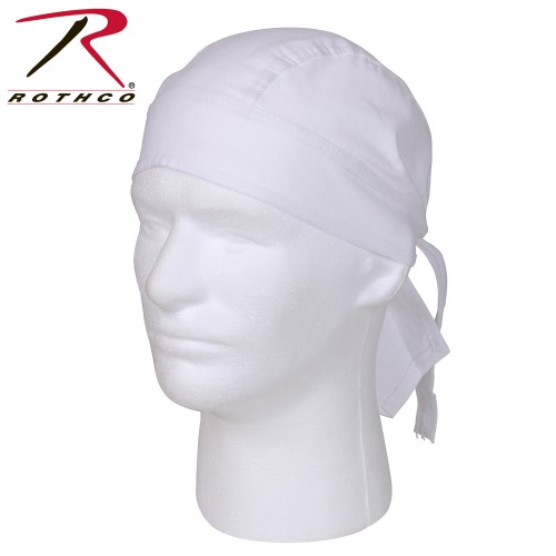55134 Cotton Biker Headwrap Military Patterns Do-Rag Bandanna Rothco [White] 