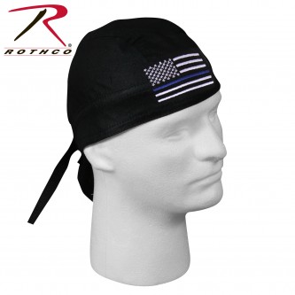 55187 Thin Blue Line Flag Law Enforcement Support Headwrap Rothco 55187 