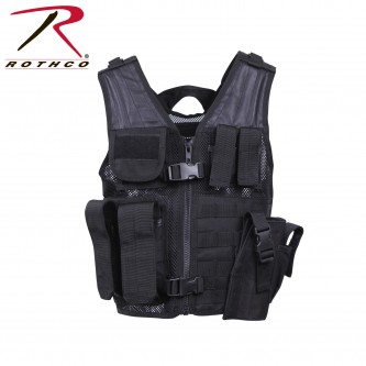 5593-Black Rothco KIDS Cross Draw Military Tactical Camo Vest[Black] 