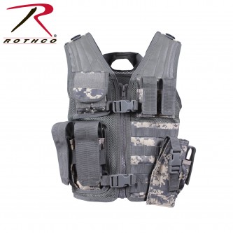 5598-ACU Rothco KIDS Cross Draw Military Tactical Camo Vest[ACU Digital Camo] 