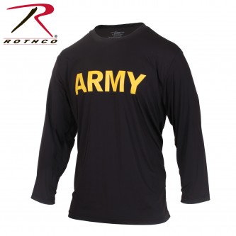 ARMY Black Long Sleeve Physical Training Military Mens T-Shirt Rothco 56020[2X-Large]
