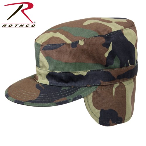 5612-7 Rothco Military Patrol Fatigue Cap With Ear Flaps GI Style Combat Hat[7,Woodland Camo] 
