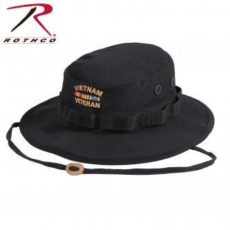 5938-7.5 Vietnam Veteran Embroidered Military Style Boonie Hat Rothco[Black,7.5] 