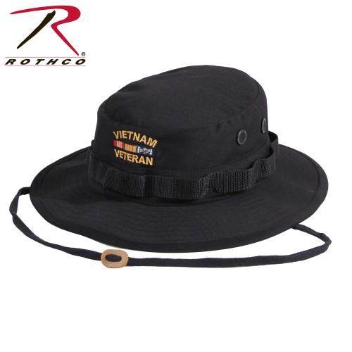 5938-7.25 Boonie Hat Vietnam Veteran Embroidered Military Style Rothco[Black,7.25] 