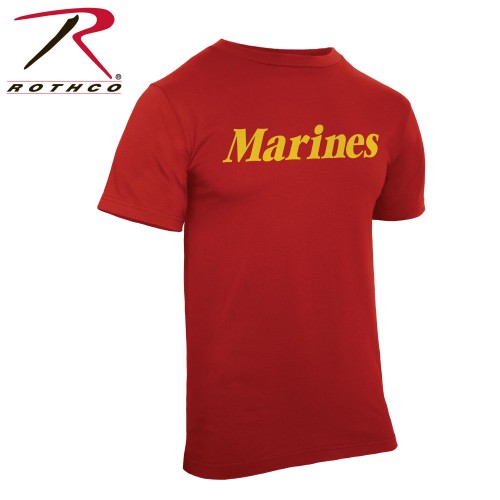60163-L Rothco Short Sleeve Military Sport Physical Training T-Shirt[Red Marines,L] 