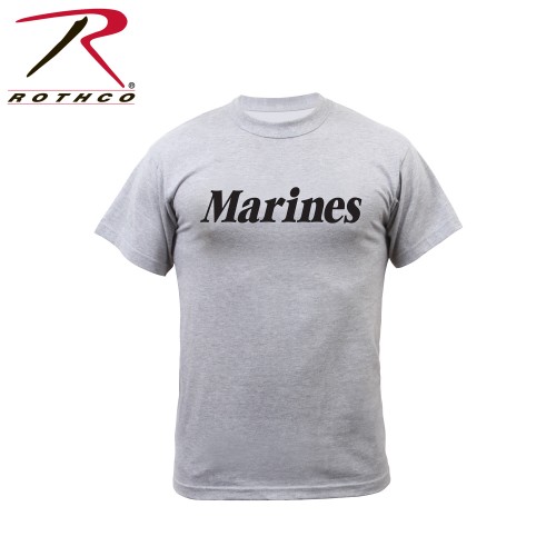 6032-L Rothco Military Gray Short Sleeve Physical Training T-Shirts[L,Marines]  