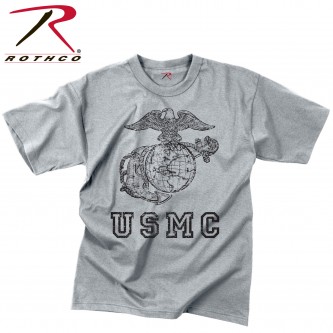 61343-2X Rothco Grey USMC Globe & Anchor Vintage Design Short Sleeve T-Shirt[2XL] 