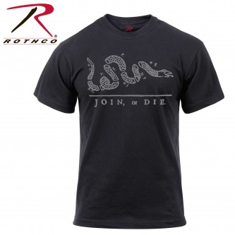 61580-Xl Men's Black T-Shirt Military Join Or Die Revolutionary War Rothco 61580[X-Large] 