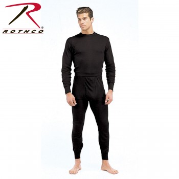 6220-L Rothco Black Lightweight Performance Single Layer Polyester Long John Underwear[Black Top,Lar
