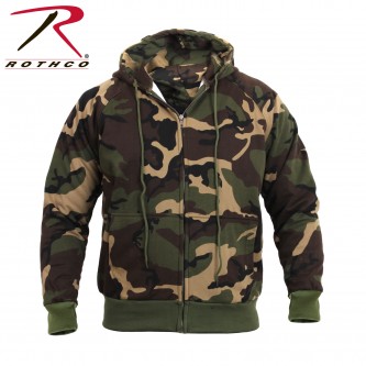 6262-M Rothco Thermal Lined Military Camo Hoodie Zipperred Sweatshirt[Woodland Camo,M] 