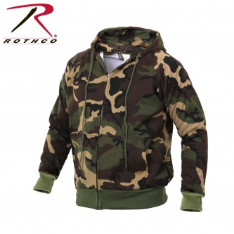 6264-3X Rothco Thermal Lined Military Camo Hoodie Zipperred Sweatshirt[Woodland Camo,3XL] 