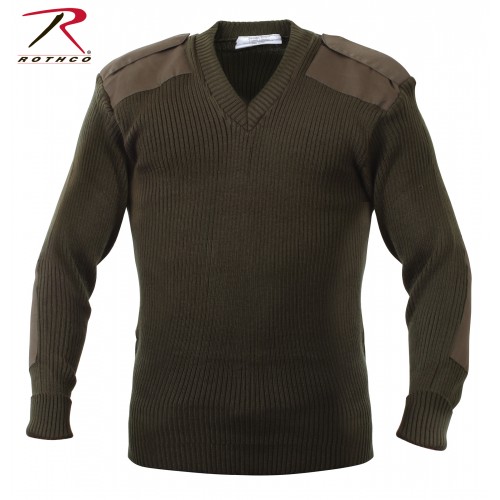 6345-blk-XL Rothco Military Long Sleeve 100% Acrylic V Neck Sweater[Black,X-Large] 