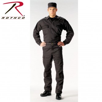 Rothco 6350 Black Military Tactical Gear BDU Epaulet Uniform Fatigue Shirt[Large]   6350-L  