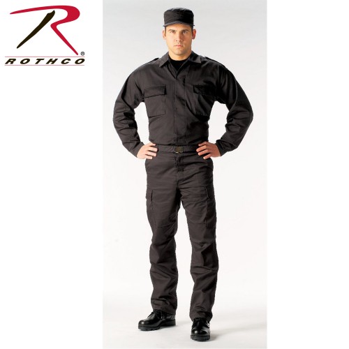 Rothco 6350 Black Military Tactical Gear BDU Epaulet Uniform Fatigue Shirt[X-Large] 6350-XL 