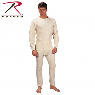 6459-2X Long John Underwear Extra Heavyweight Thermal Knit Cold Weather Rothco Military[Natural Bott