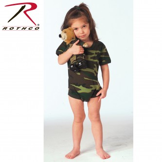 66055-3/6 Rothco One Piece Camo Military Army Law Enforcement Bodysuit Infant Onesie[3-6 Months,Wood
