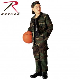 66102-6 Rothco 66102 Kids Camouflage Military Style Long Sleeve BDU Shirt Woodland Camo[6] 