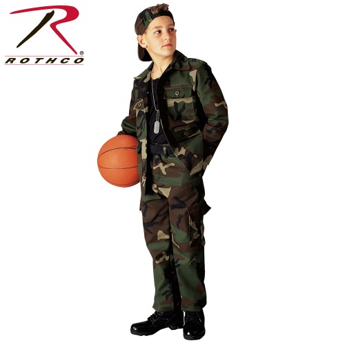 Rothco 66102 Kids Camouflage Military Style Long Sleeve BDU Shirt Woodland Camo[12] 66102-12 