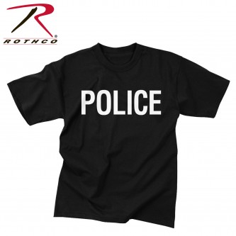 Rothco 6612-M Brand New Black POLICE Official Issue Raid T-Shirt 2 Sided Print[Medium] 