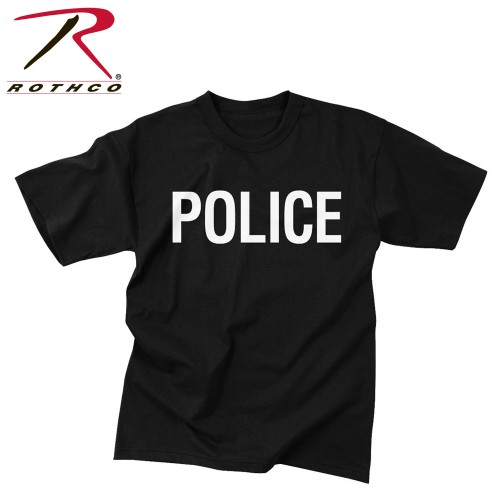 Rothco 6612-S Brand New Black POLICE Official Issue Raid T-Shirt 2 Sided Print[Small] 