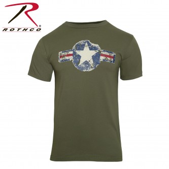 Rothco 66300-XL Vintage Military Army Air Corps Short Sleeve T-Shirt[Black,X-Large] 