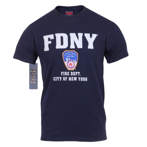 6647-L Officially Licensed NYPD FDNY Physical Training Short Sleeve T-Shirt[Navy Blue FDNY,L] 